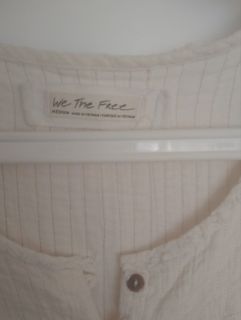 Free People Cream Button-Front Peasant Top - Picture 2 of 9